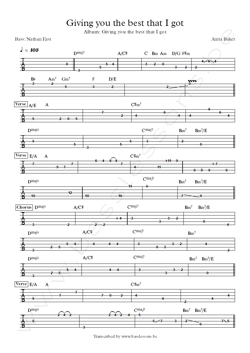 Anita baker nathan east bass tab
