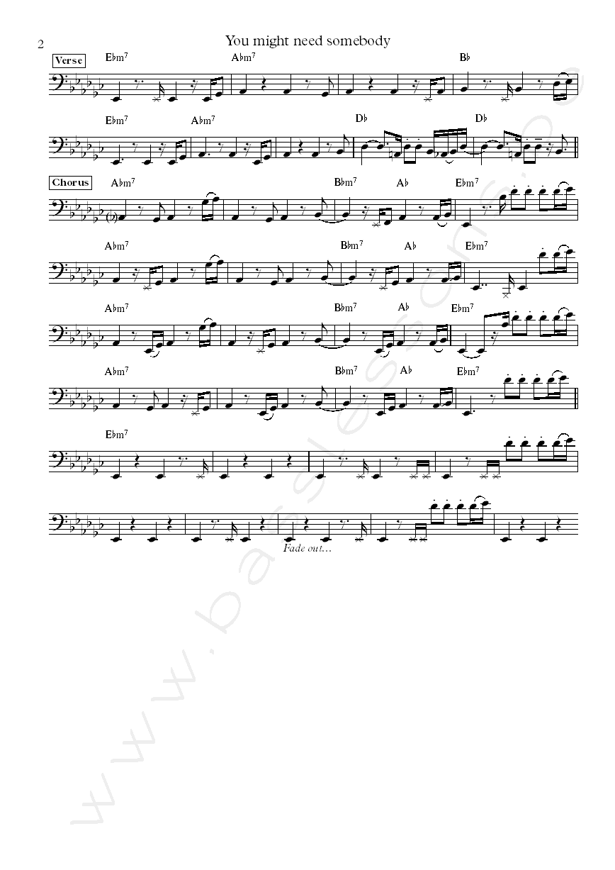 Randy Crawford You might need somebody Abraham Laboriel bass transcritopn part 2