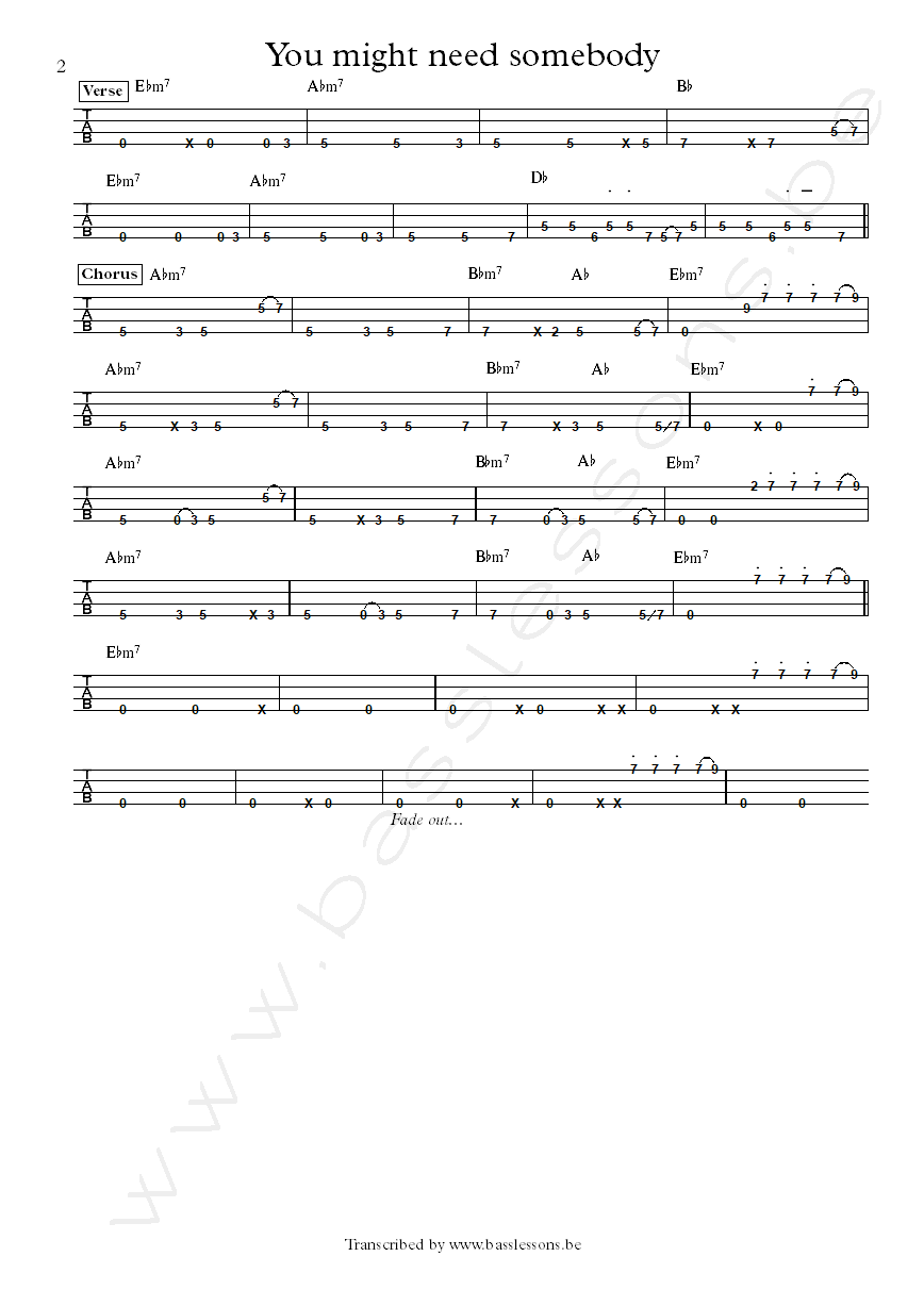 Randy Crawford You might need somebody Abraham Laboriel bass tab part 2