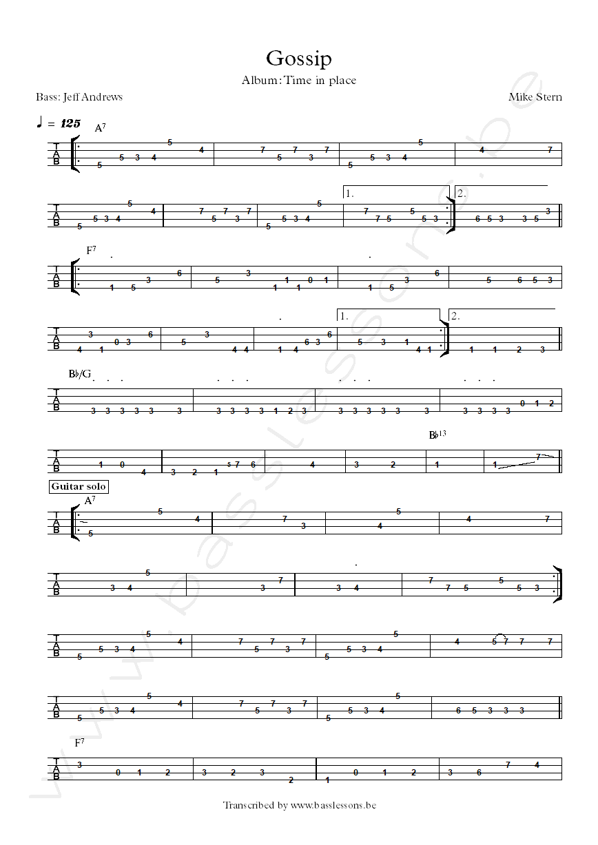 Mike stern jeff andrews gossip bass tab