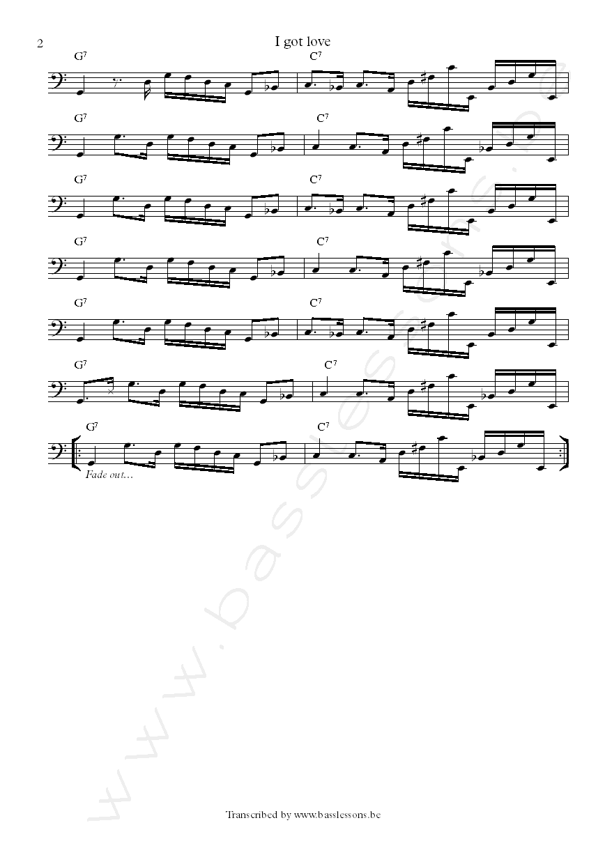 Charles Wright I got love bass transcription part 2