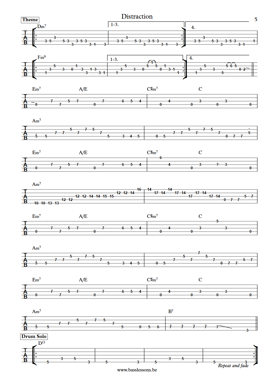 Adam Nitti Distraction bass tabs deel 5