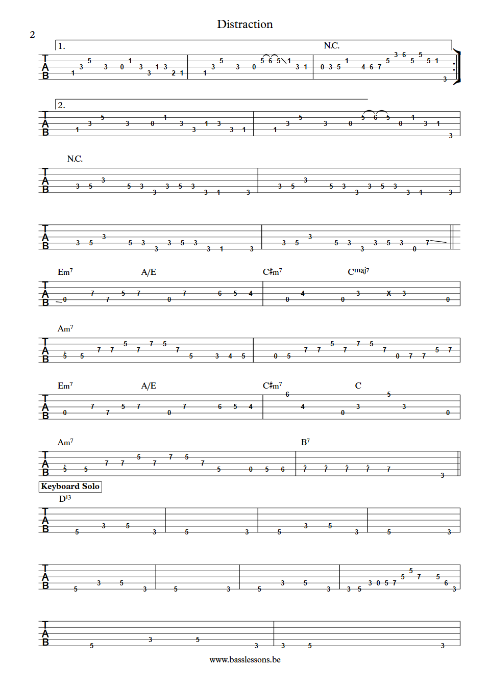 Adam Nitti Distraction bass tabs deel 2