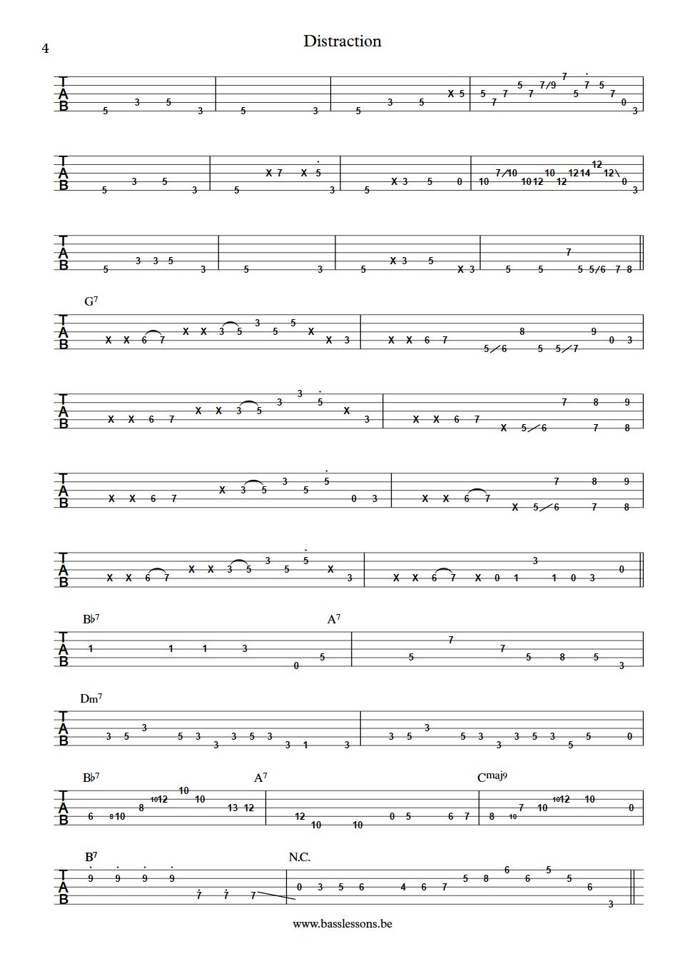 Adam Nitti Distraction bass tabs deel 4