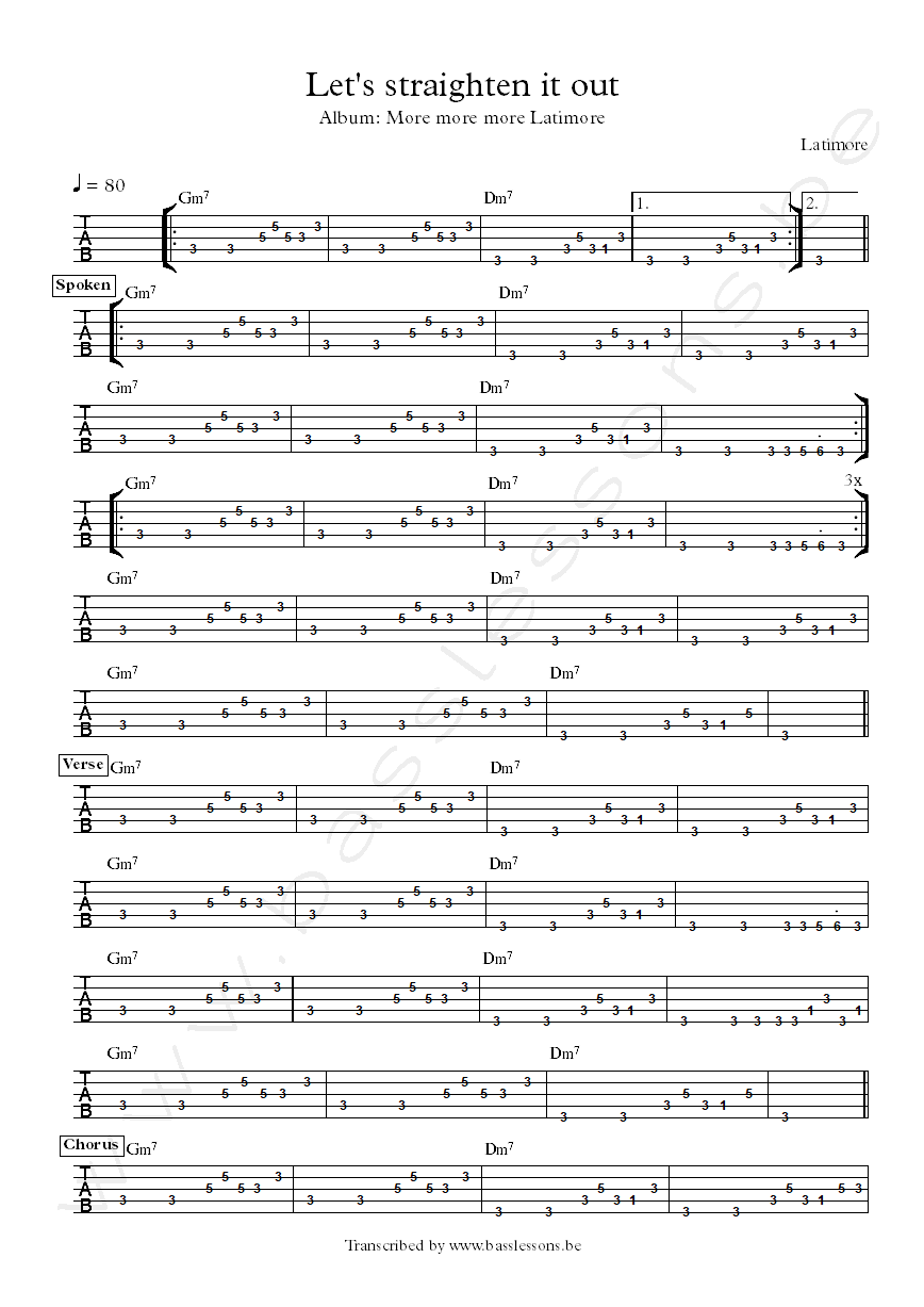 Latimore Let's Straighten It Out bass tab