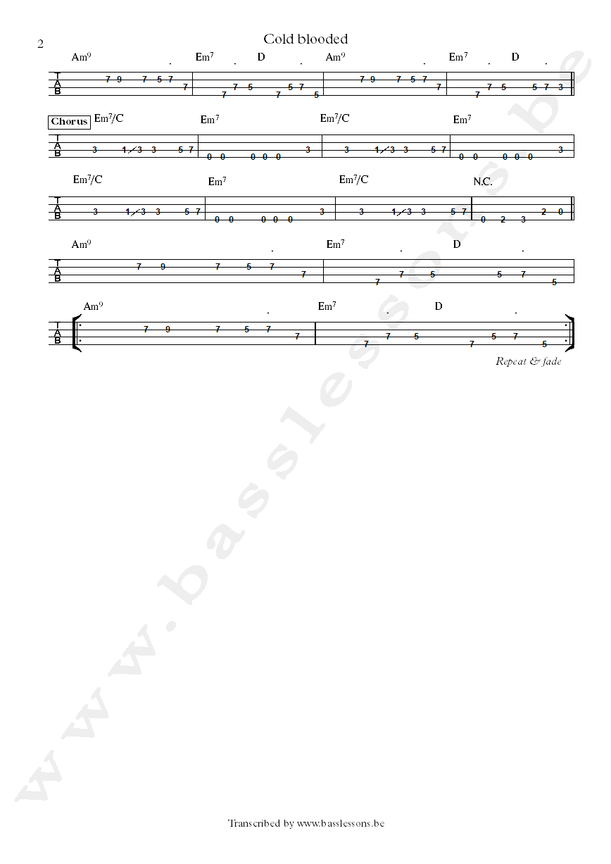 Gary Clark Cold blooded bass tab Johnny Bradley part 2