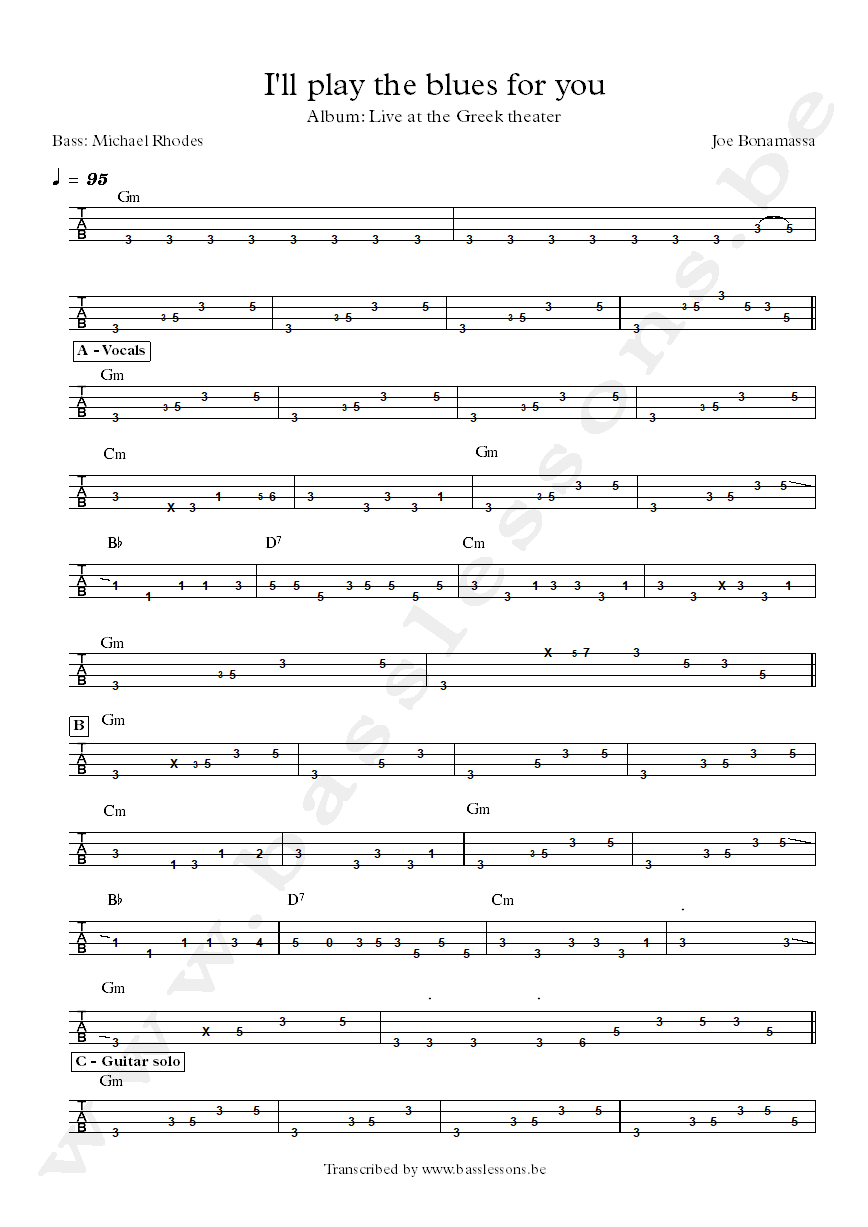 Joe Bonamassa Ill Play The Blues For You Michael Rhodes bass tab