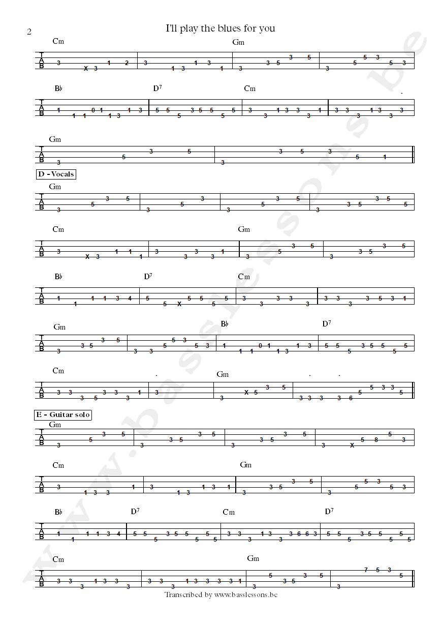 Joe Bonamassa Ill Play The Blues For You Michael Rhodes bass tab part 2