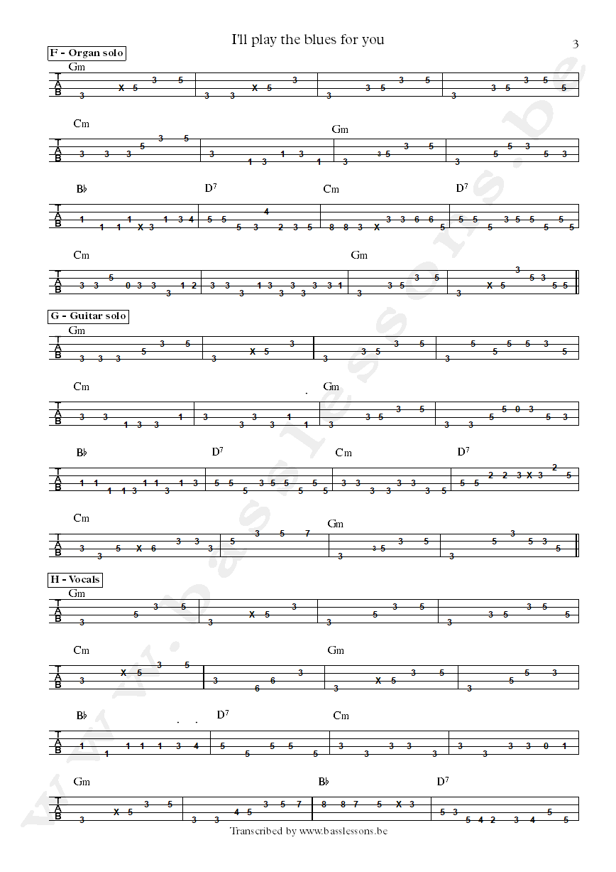 Joe Bonamassa Ill Play The Blues For You Michael Rhodes bass tab part 3