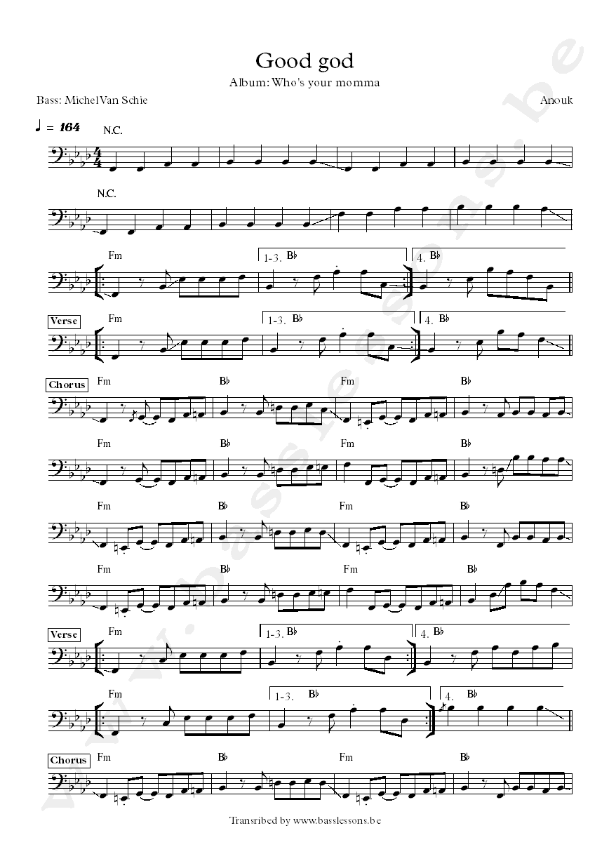 Anouk good god michel van schie bas transcriptie
