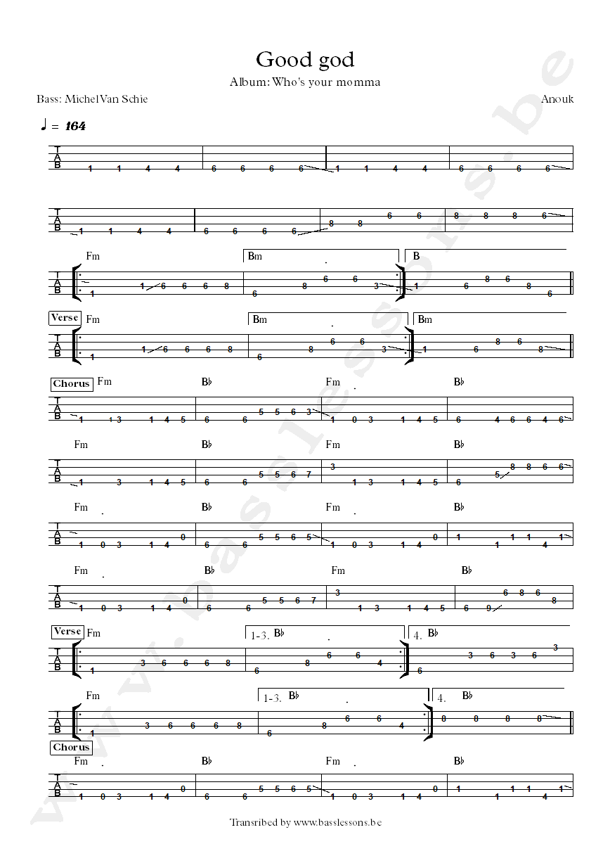 Anouk good god michel van schie bas tab