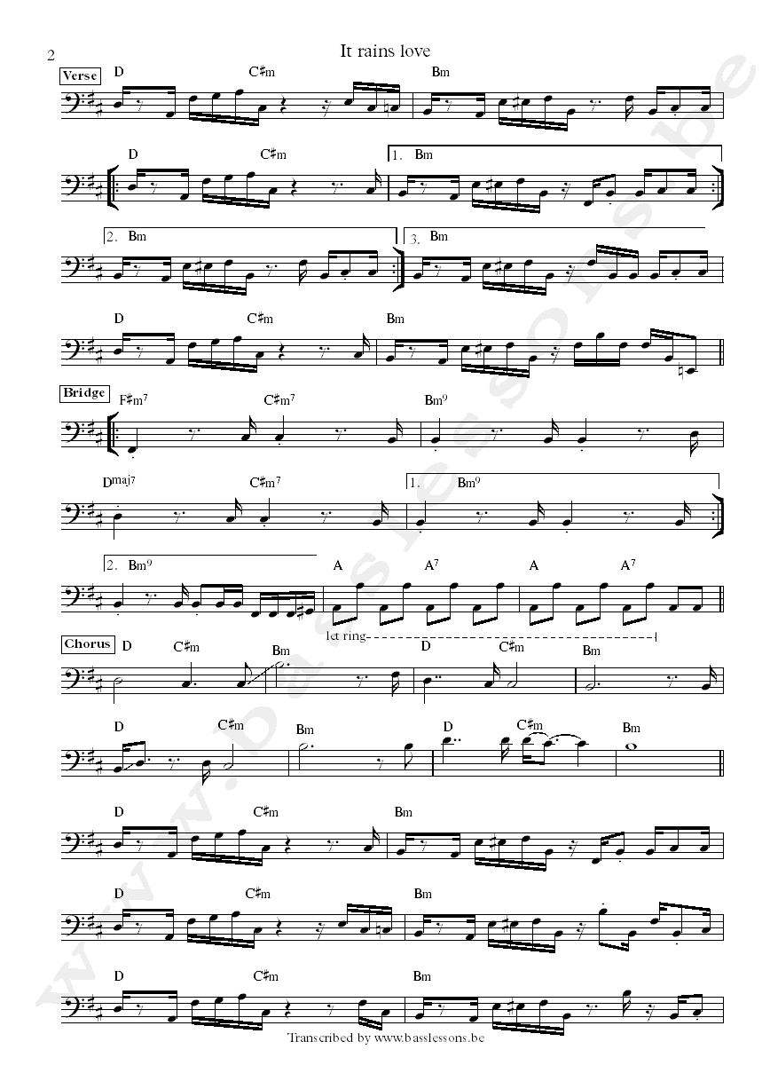 Lee Fields It rains love Nick Movshon bass transcription part 2