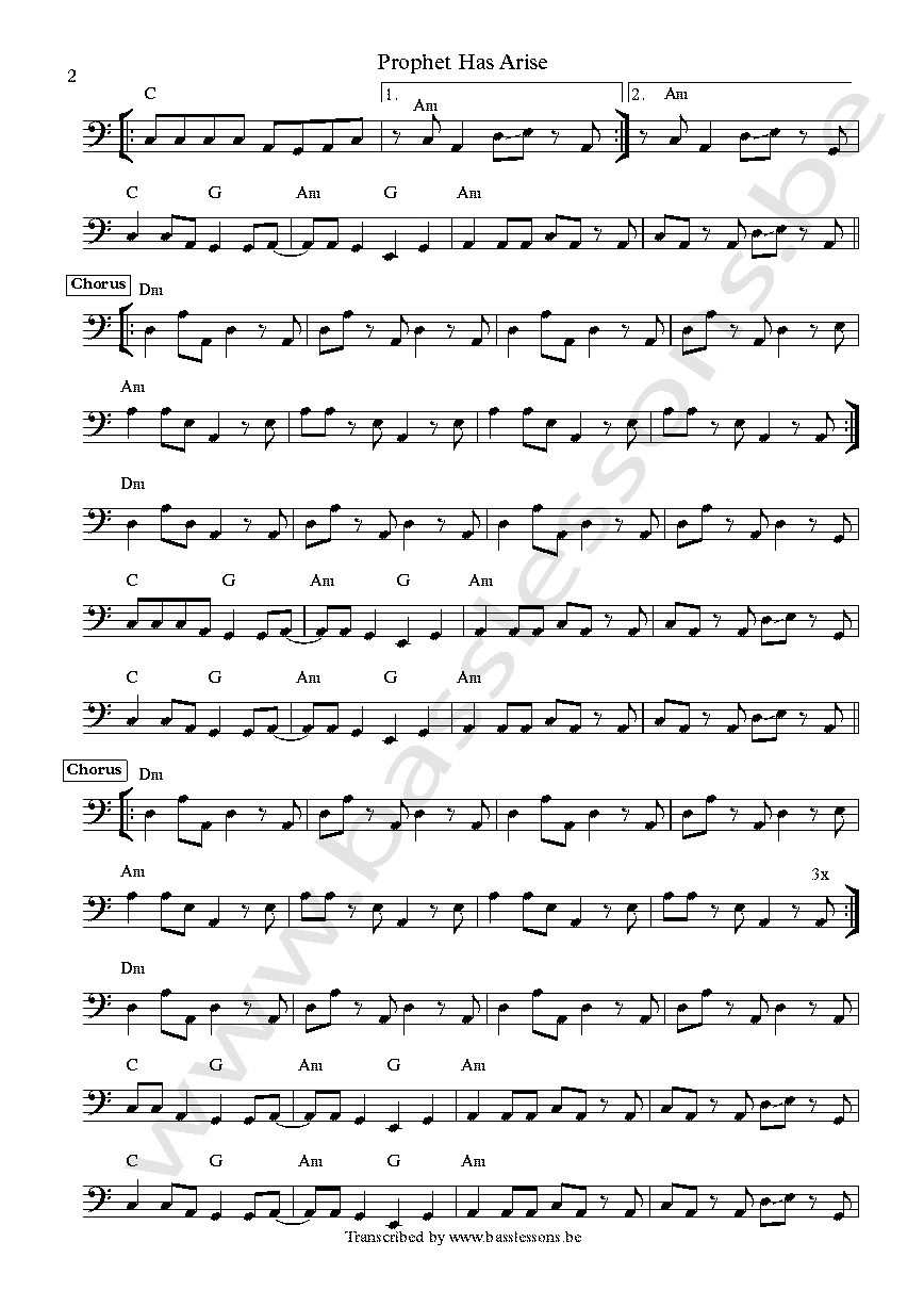 Sinead OConnor Prophet Has Arise  Robbie Shakespeare bass transcription part 2