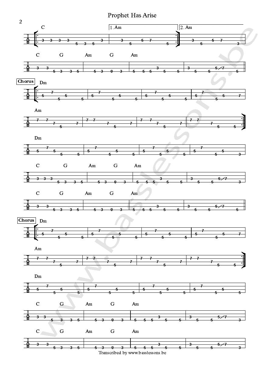 Sinead OConnor Prophet Has Arise  Robbie Shakespeare bass tab part 2