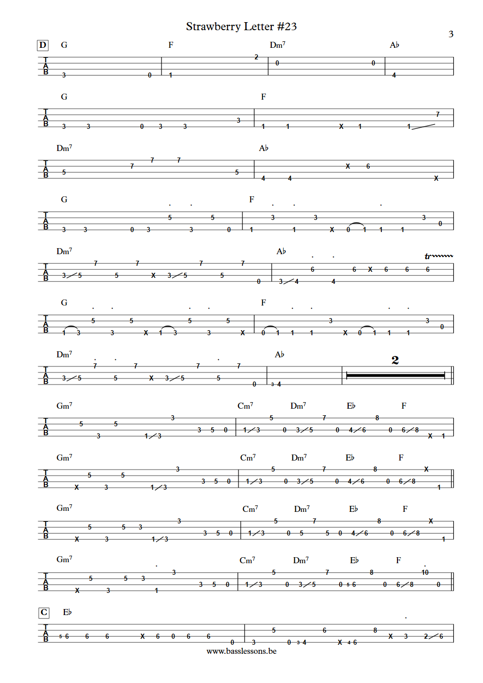 Brothers Johnson Strawberry Letter 23 Bass tab part 3
