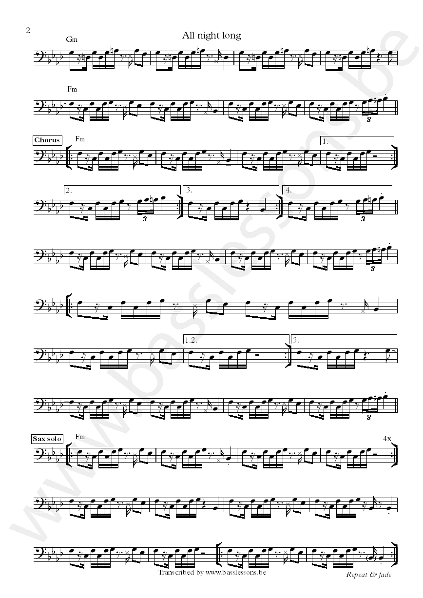 mary jane girls all night long bass transcription part 2