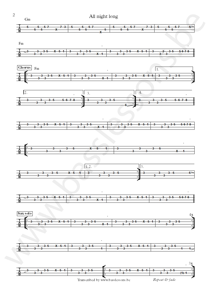 mary jane girls all night long bass tab part 2