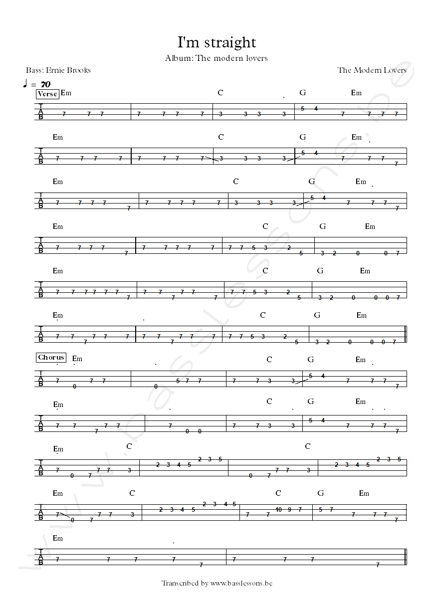 The modern lovers im straight bass tab