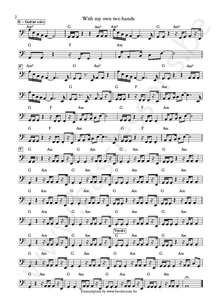 Ben Harper With my own two hands Juan Nelson bass transcription part 2