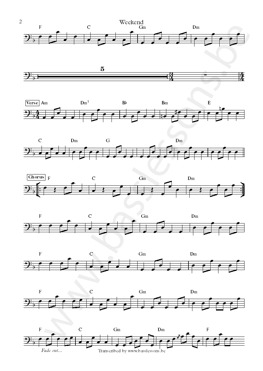 earth and fire weekend bass transcription part 2