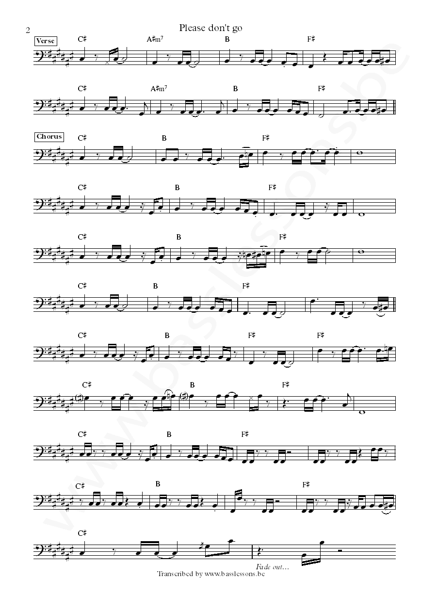 KC and the sunshine band Please dont go bass transcription part 2