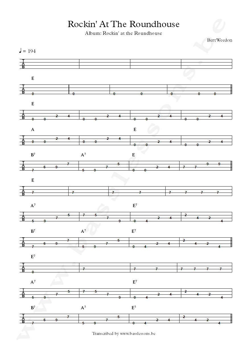 Rockin At The Roundhouse bass tab