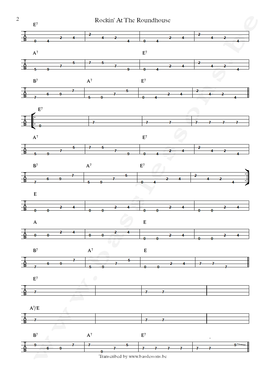 Rockin At The Roundhouse bass tab part 2