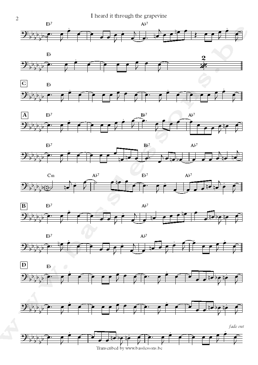 James Jamerson I heard it through the grapevine bass transcription part 2