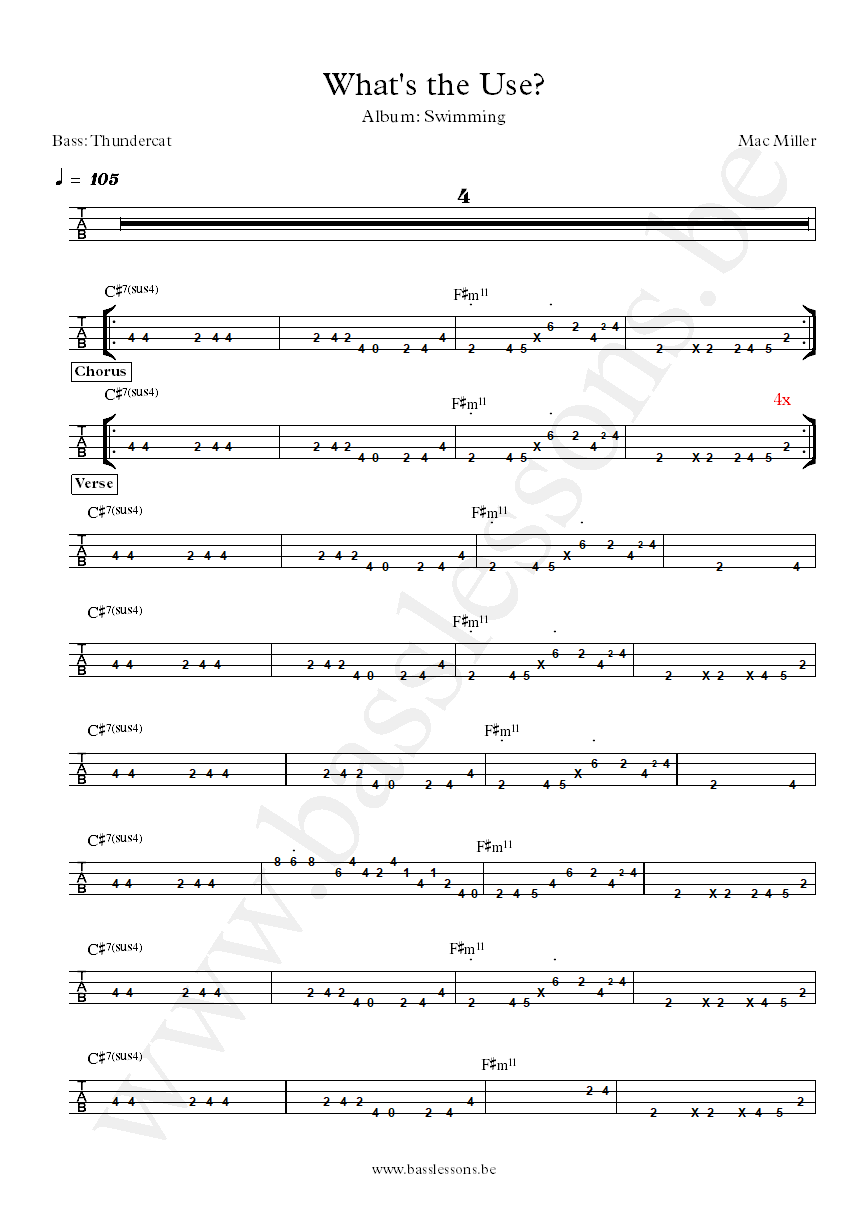 Mac Miller whats the use thundercat bass tab
