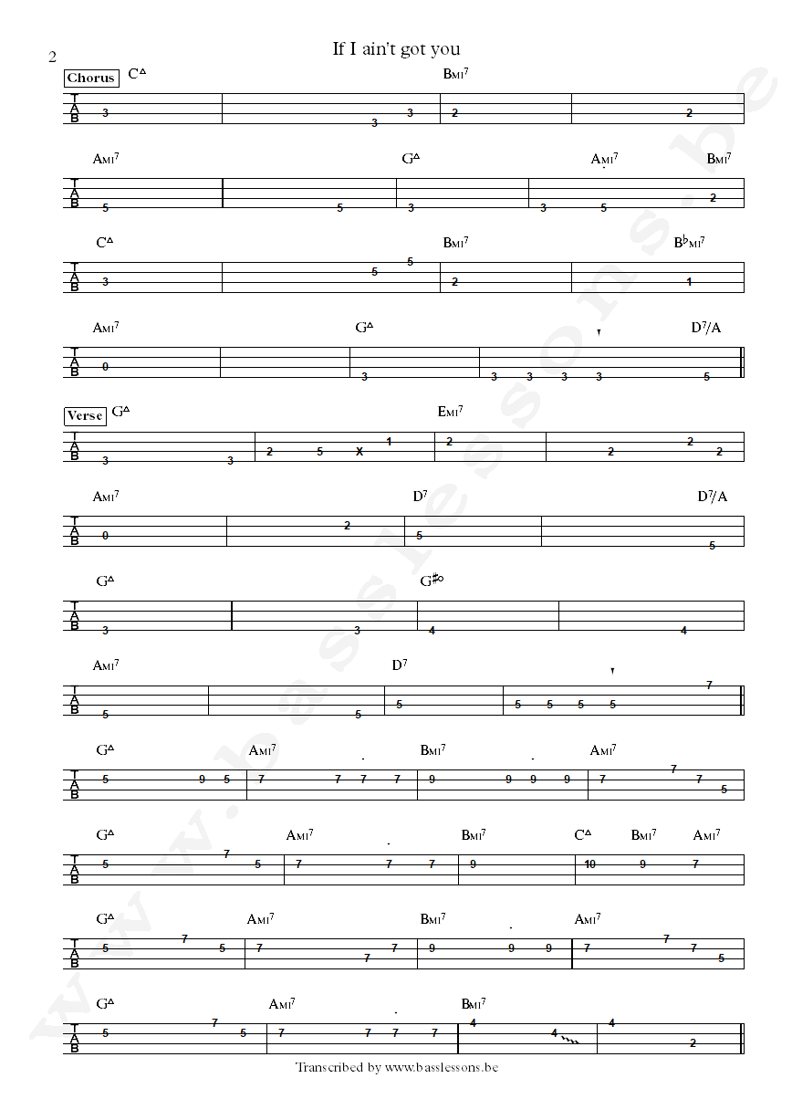 Alicia Keys If I aint got you bass tab part 2