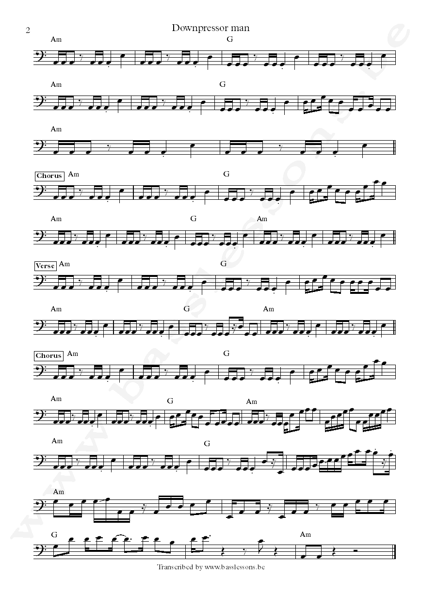 Sinead OConner Downpressor man Robbie Shakespeare bass transcription part 2