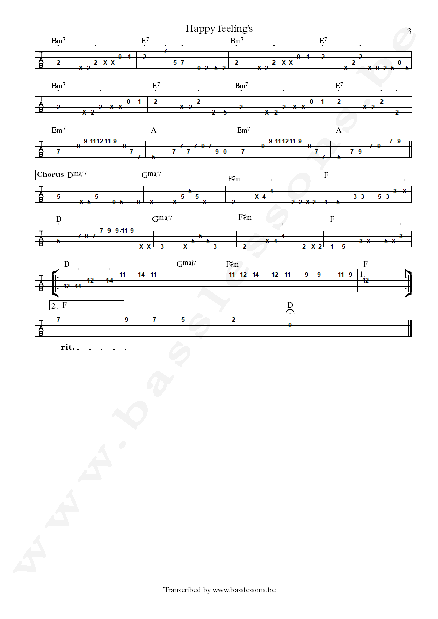 Maze happy feelings bass tab part 3