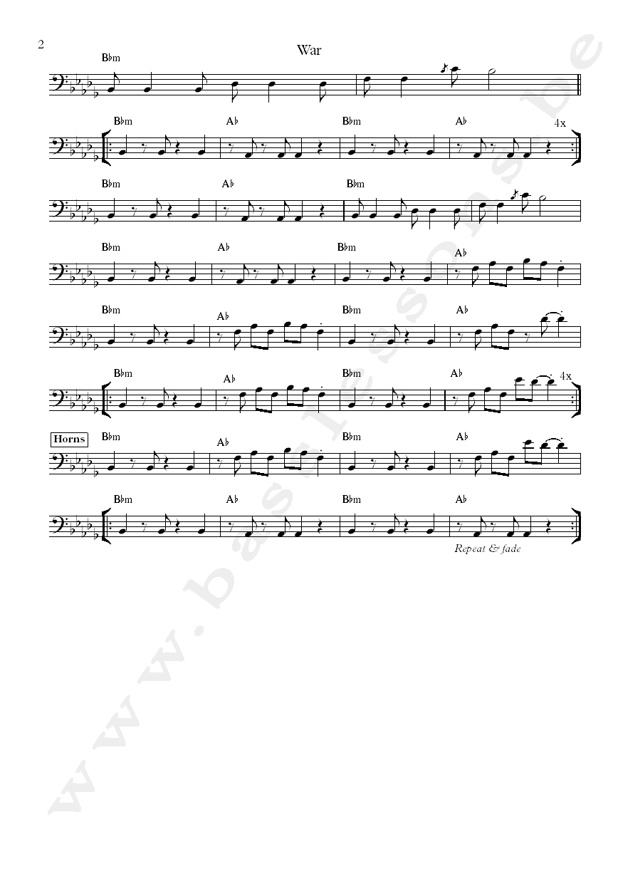 Sinead OConnor war Robbie Shakespeare bass transcription part 2