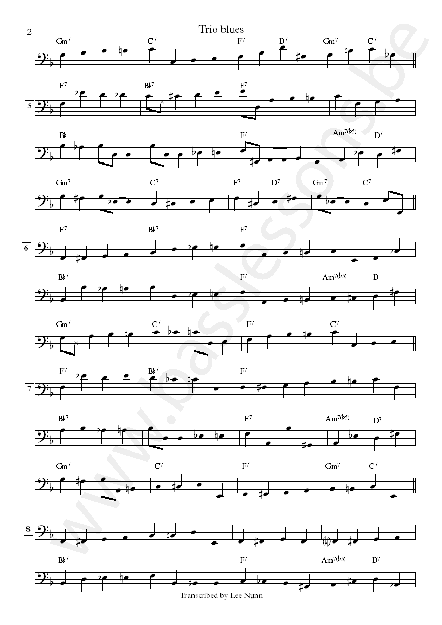 John Scofield Trio blues Steve Swallow bass transcription part 2