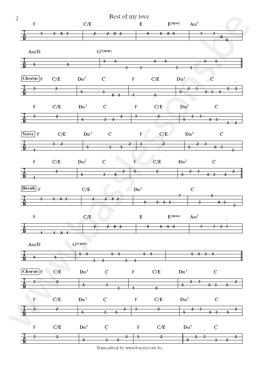 The emotions best of my love Verdine White bass tab part 2