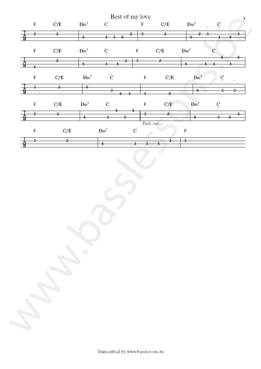 The emotions best of my love Verdine White bass tab part 3
