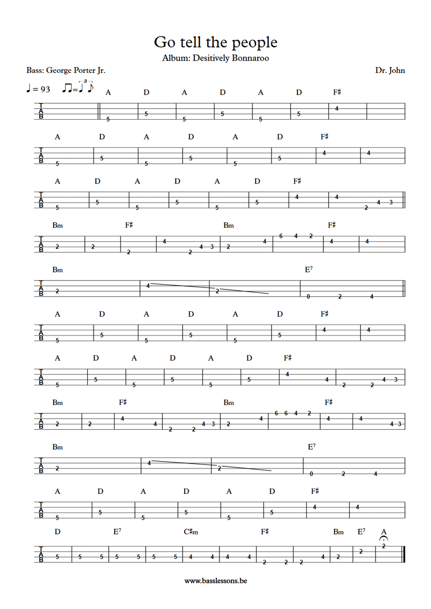 Dr John go tell the people George Porter Jr bass tab