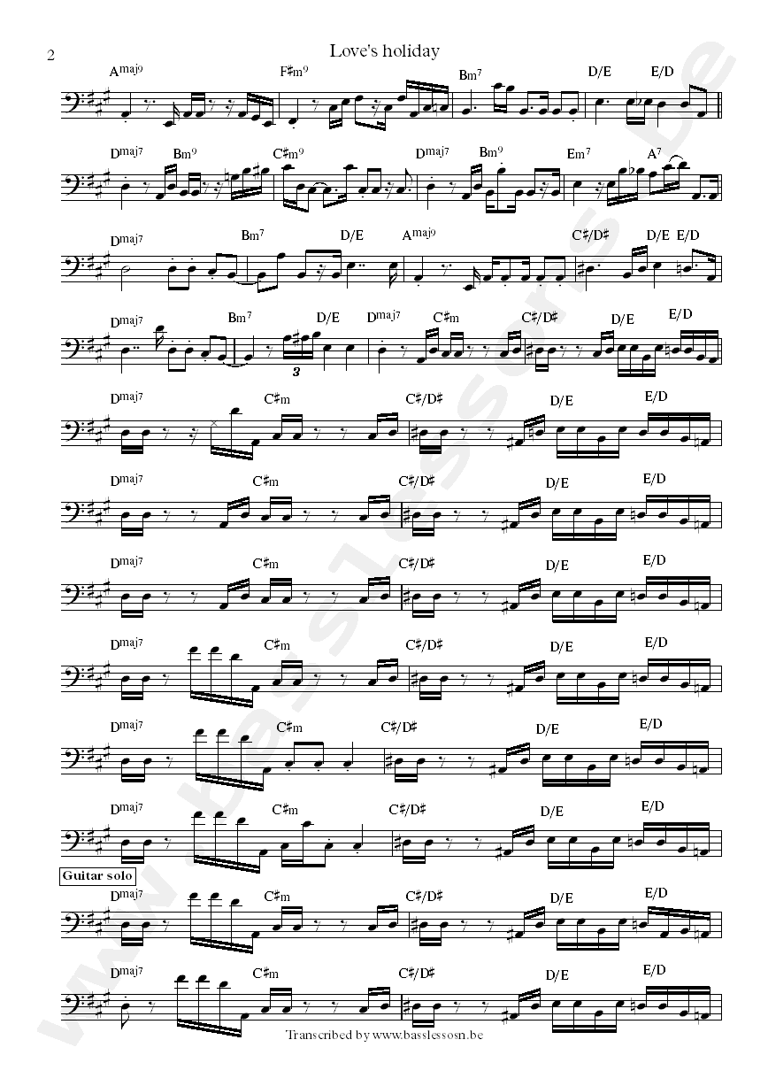 Earth, wind and Fire loves holiday verdine white bass transcription part 2