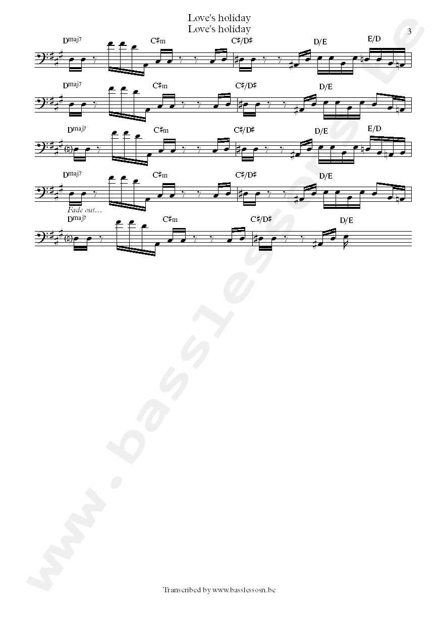 Earth, wind and Fire loves holiday verdine white bass transcription part 3