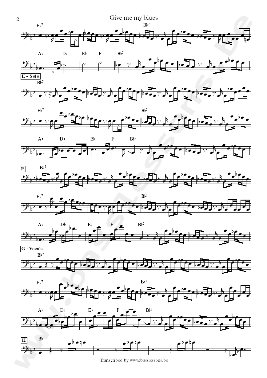 Albert Collins Give me my blues bass transcription part 2