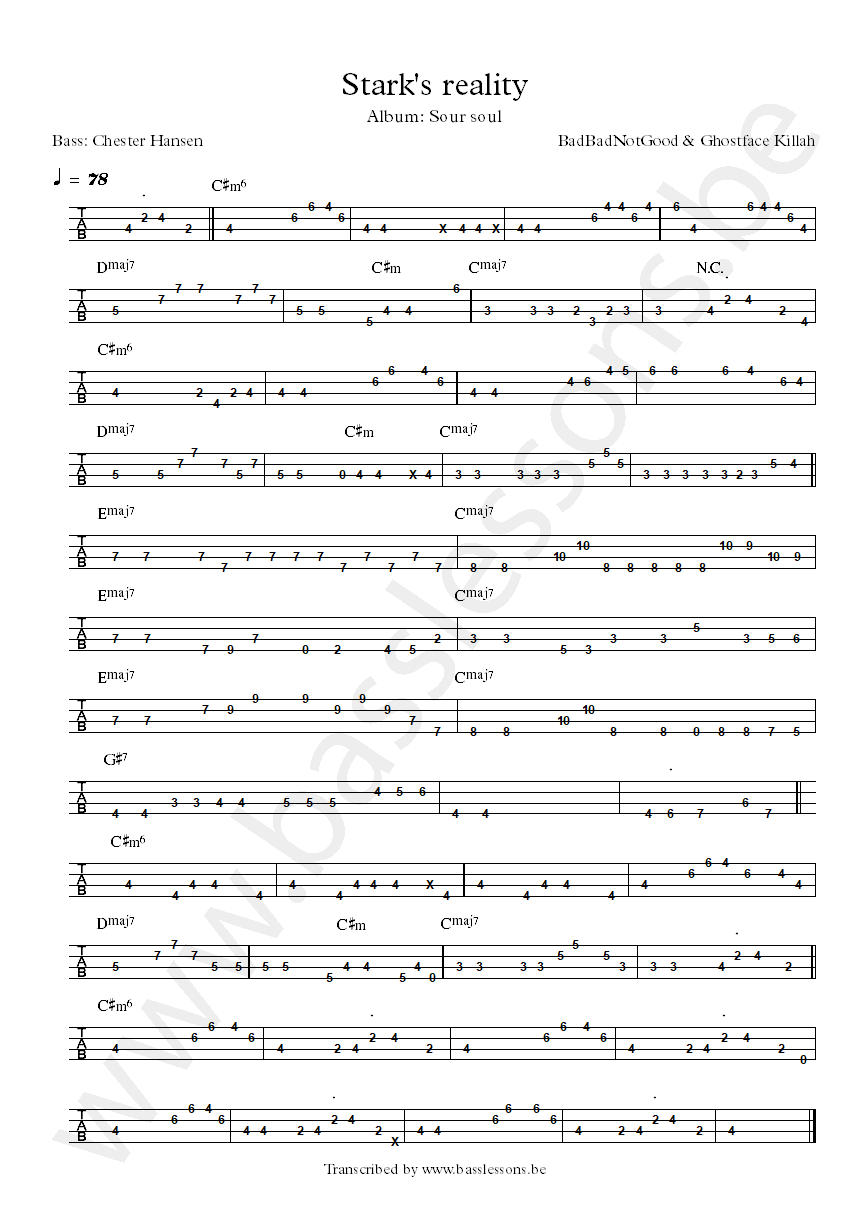 BADBADNOTGOOD Ghostface Killah starks reality bass tab