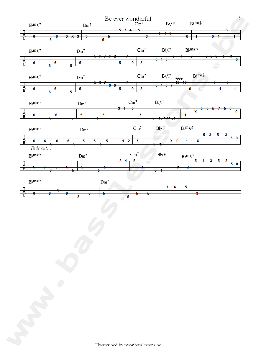 Earth, wind & fire Be ever wonderful Verdine White bass tab part 3