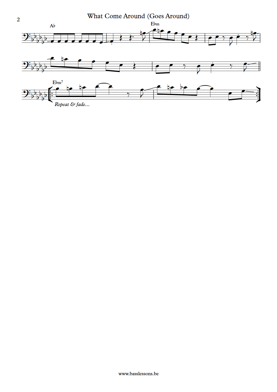 Dr John What Goes Around Comes Around bass transcription part 2