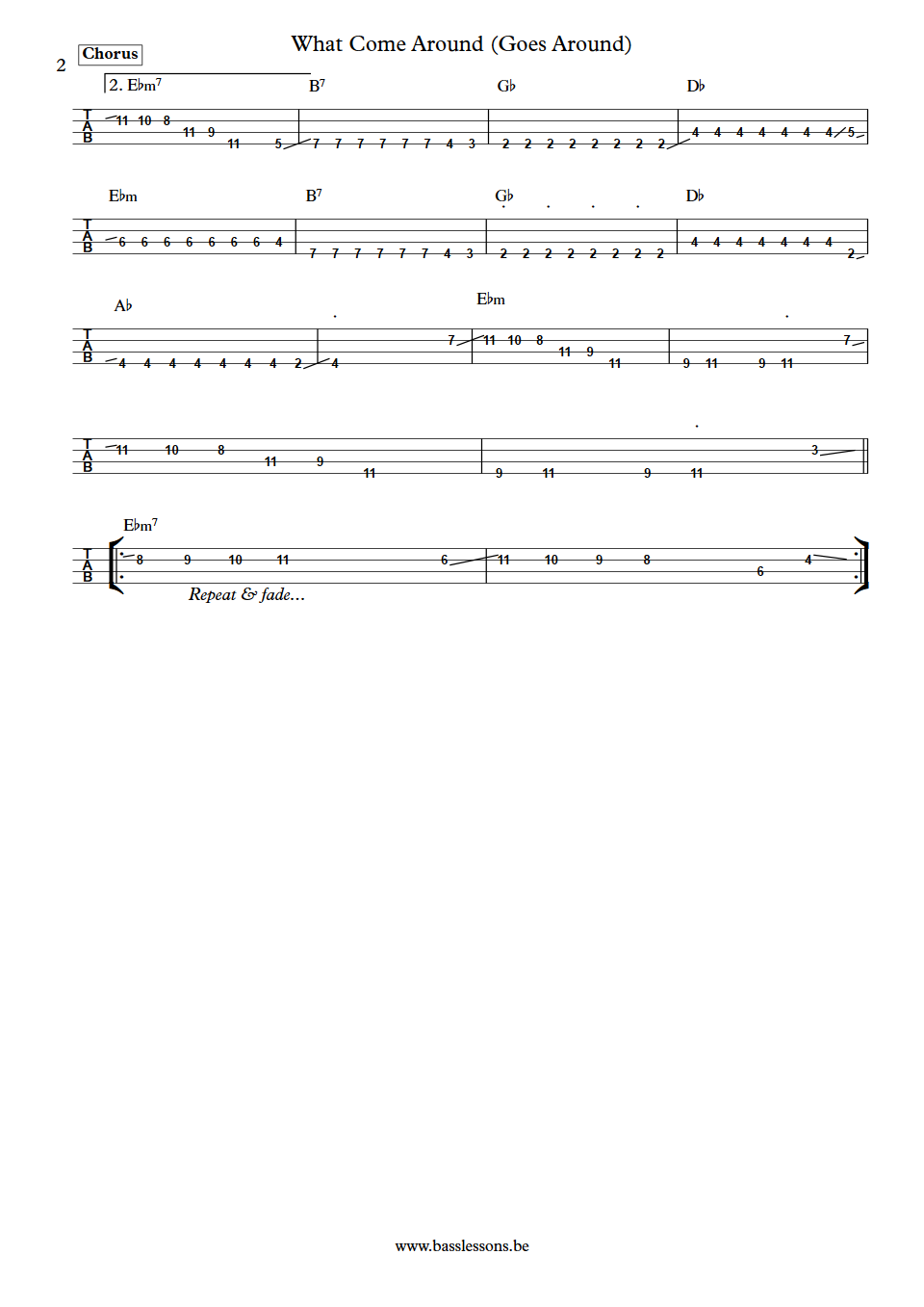 Dr John What Goes Around Comes Around bass tab part 2