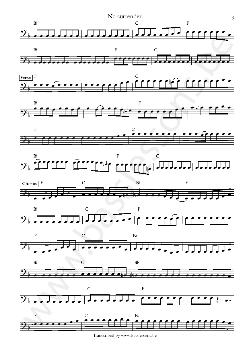 Bruce springsteen no surrender garry Talent bass transcription part 3