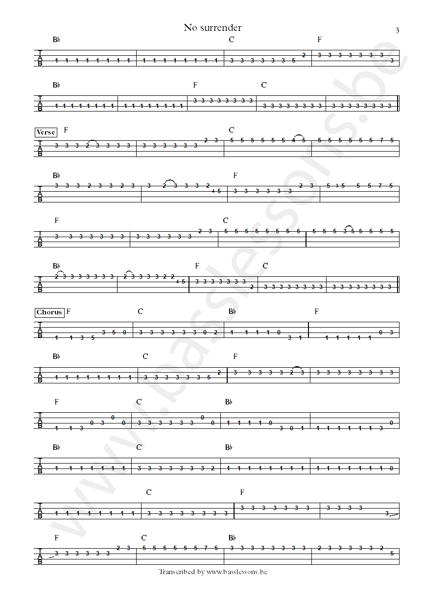 Bruce springsteen no surrender garry Talent bass tab part 3