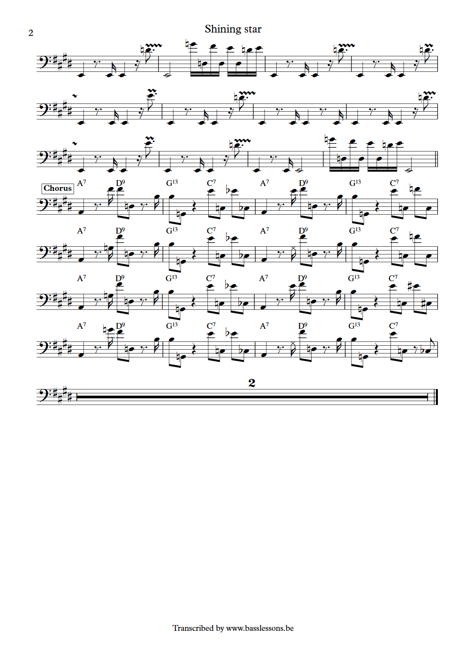 earth wind and fire shining star verdine white bass transcription part 2