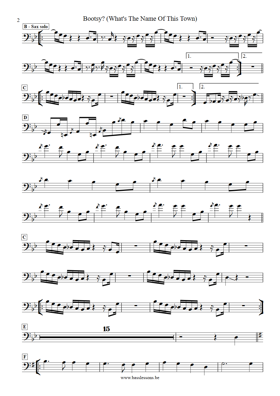 Bootsy Collins whats the name of this town bass transcription part 2