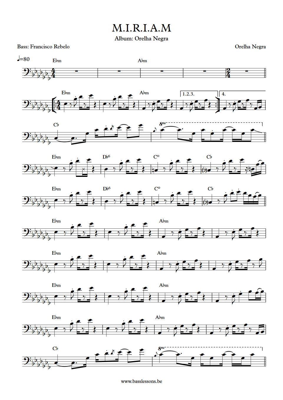 Orelha Negra M.I.R.I.A.M Francisco Rebelo bass transcription
