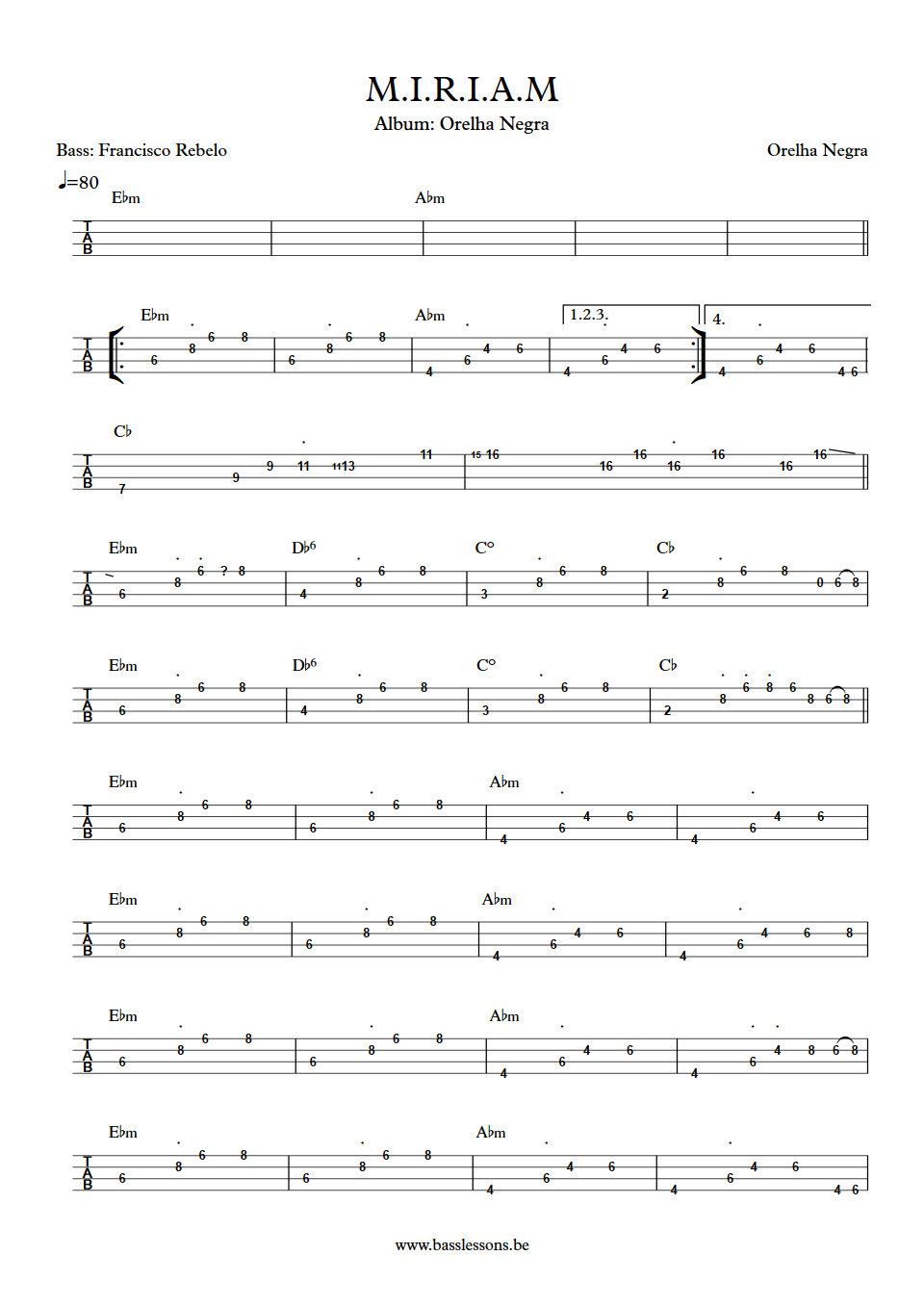 Orelha Negra M.I.R.I.A.M Francisco Rebelo bass tab